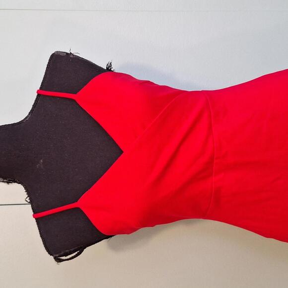 Lulus Red Cross Front Ruffle Dress Size Small - Picture 2 of 7